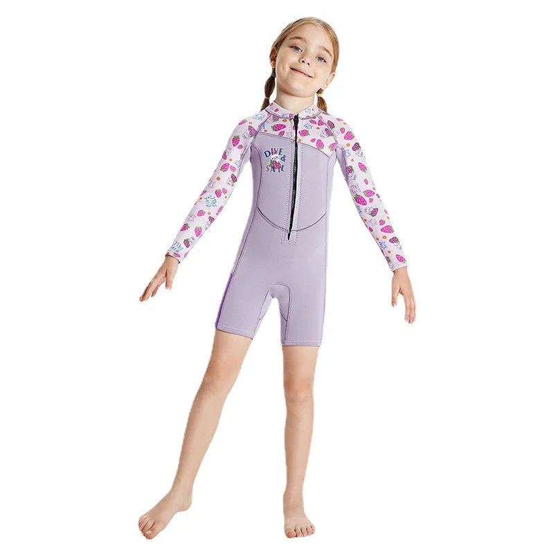 2.5mm Neoprene Surfing Shorty Wetsuit For Children Boys Jellyfish Swimsuit Girls Underwater Diving Suits Kids Scuba Swimwear
