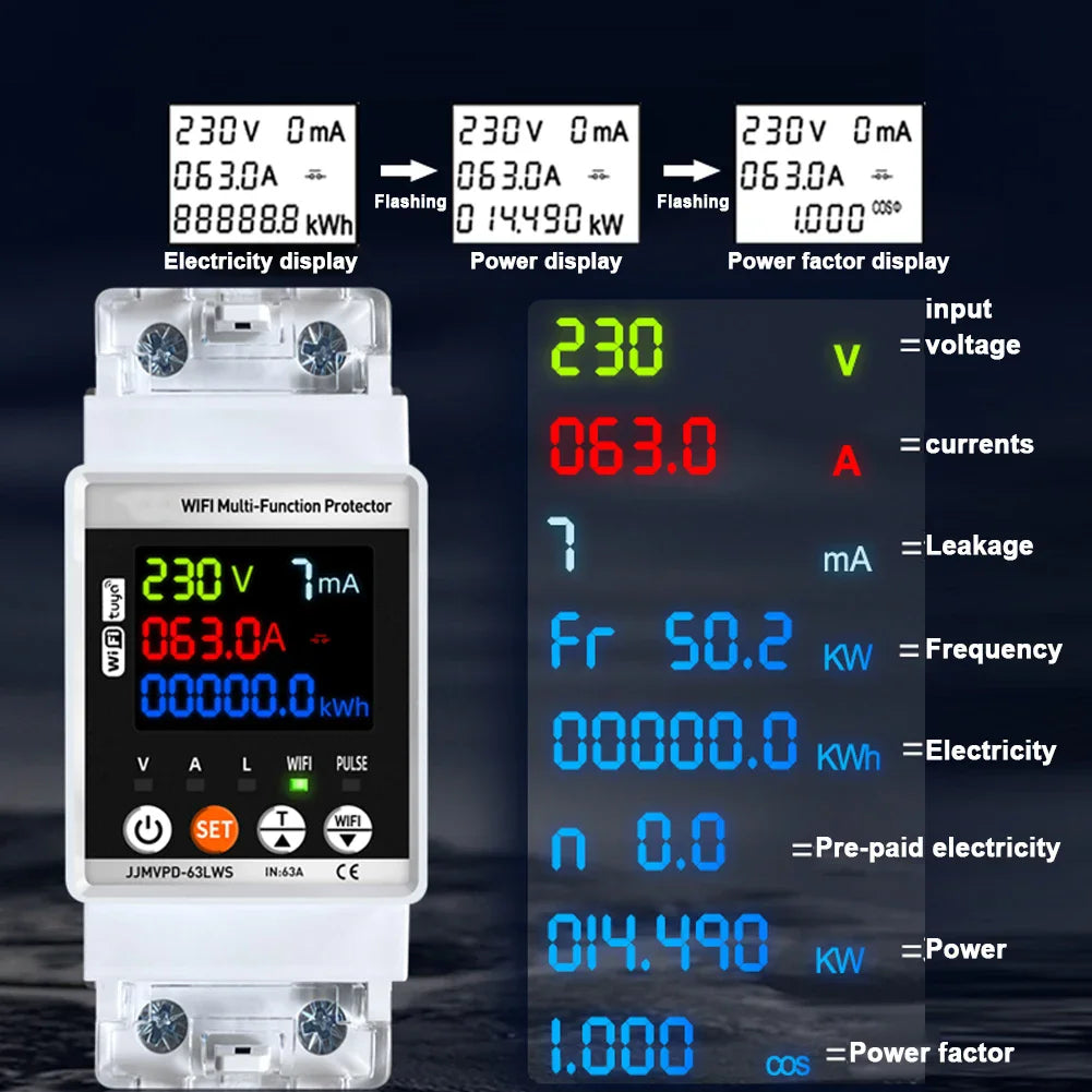 Tuya WiFi Automatic Reclosuring Protector Intelligent Circuit Breaker Single Phase Reclosing Switch Voltage Protective Device