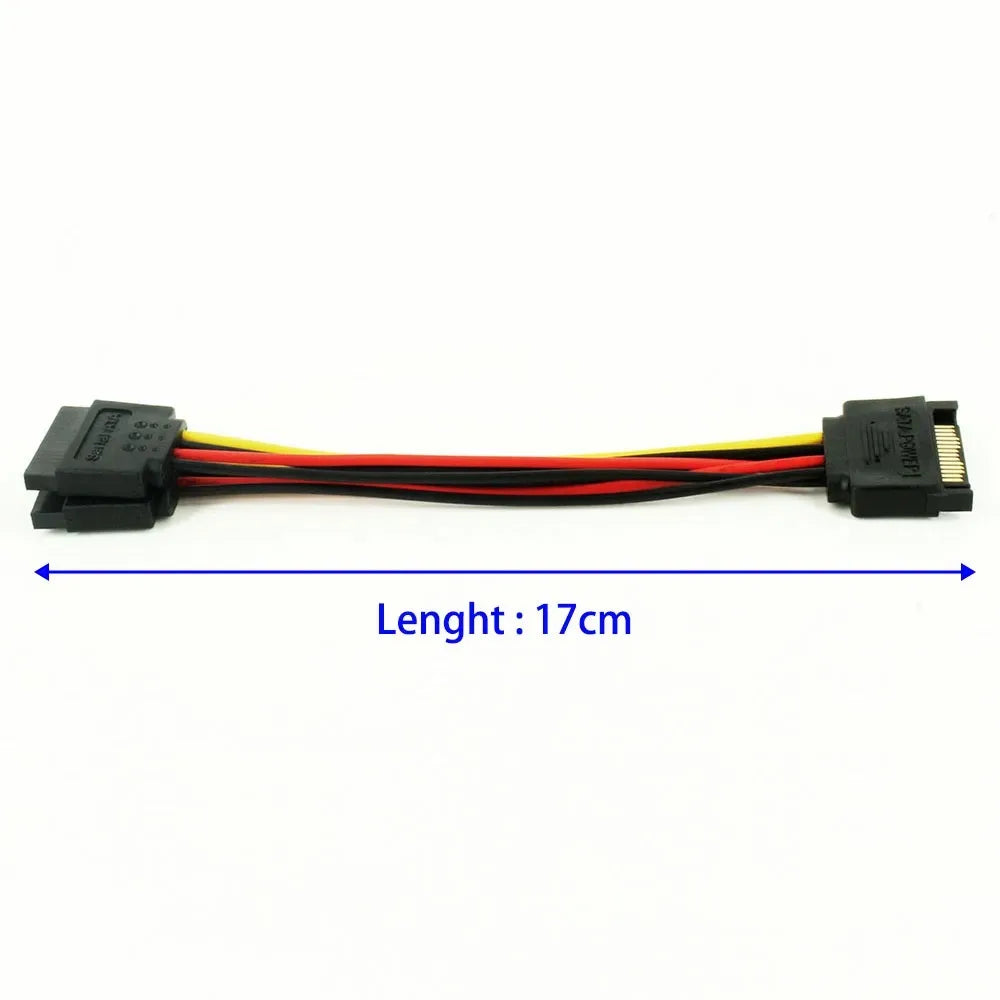 Coolcirc SATA Power Y Splitter Cable | 15Pin Male to 2 Female Extension | 20cm High Quality for Dual HDD/SSD Power Supply