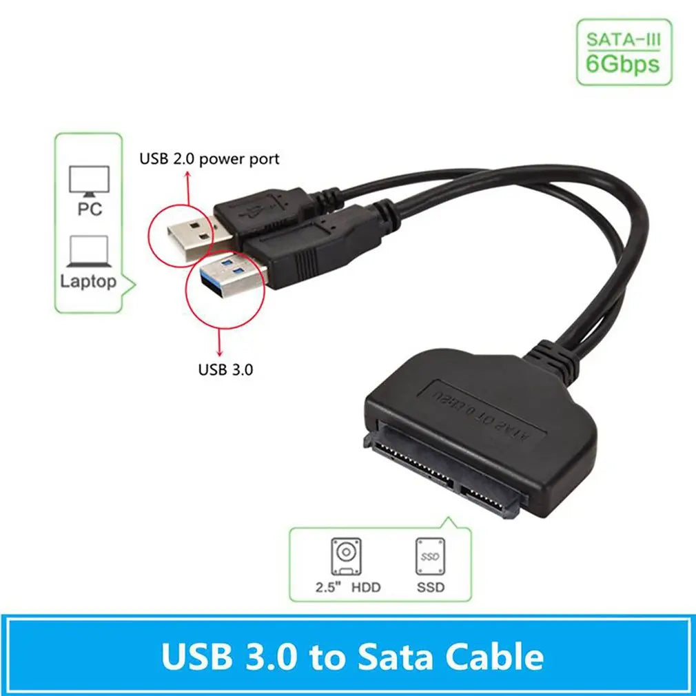 7+15pin SATA Adapter Cable USB To Serial SATAHard Disk 2.5 Inch Notebook SSD HDD Drive Line USB 3.0 Transfer Computer Cables