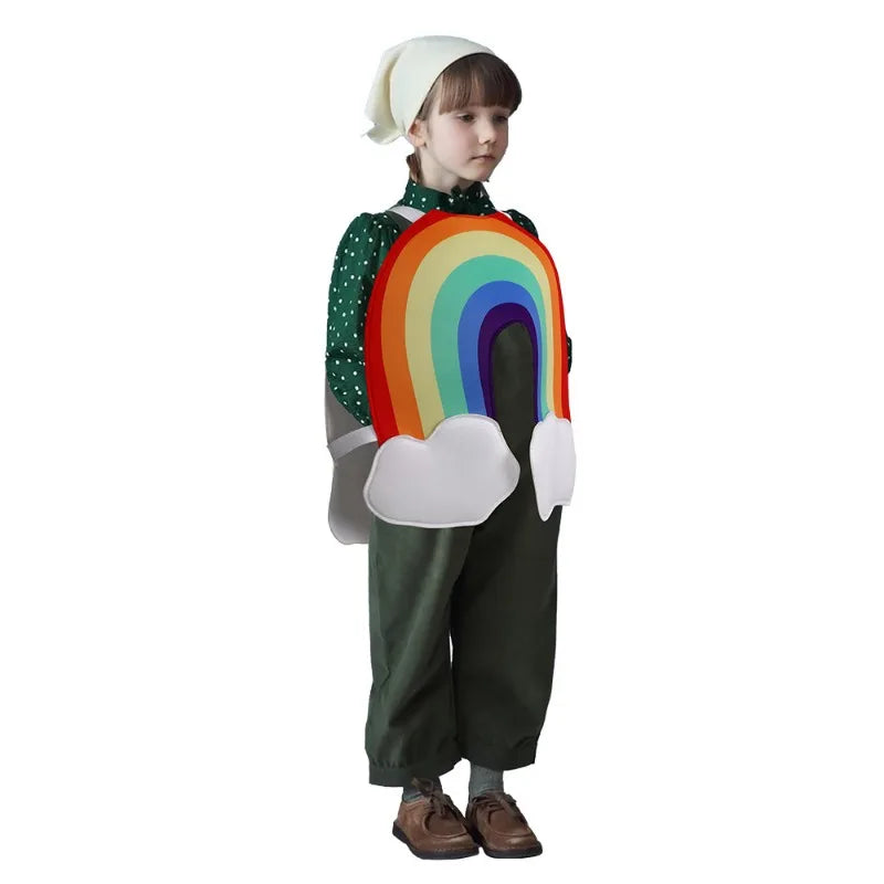 Children's Day Rainbow Costume Kids Cosplay Funny School Stage Performance Role Play Outfit Girls Boys Halloween Carnival Party