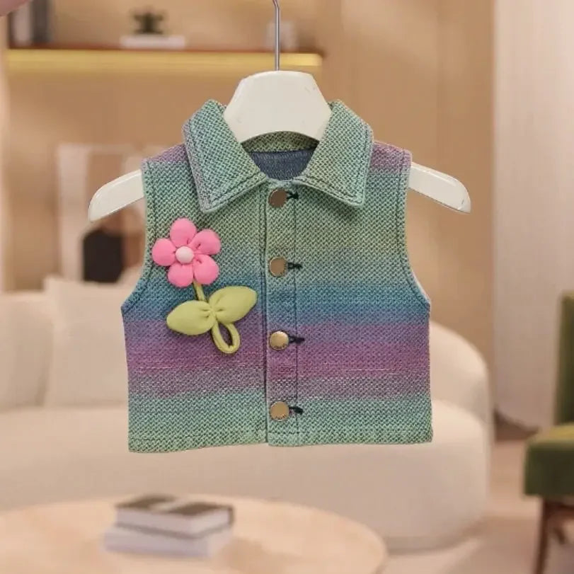 Children's Clothing Sets Blossom-Embroidered Corset Top + Prairie Denim Skirt Set Toddler Girl Clothes Baby Girl Outfit Set