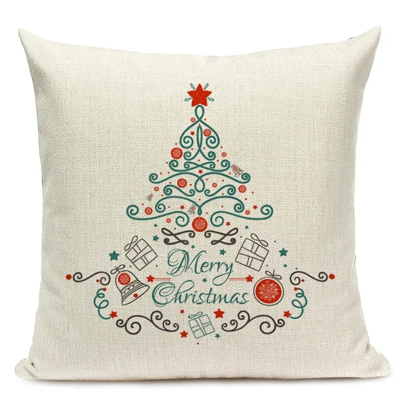 1pcs/SET Christmas Tree Pattern Linen Throw Pillow Case, Decorative Cushion Cover, Car, Home, Sofa Decor, Merry Christmas