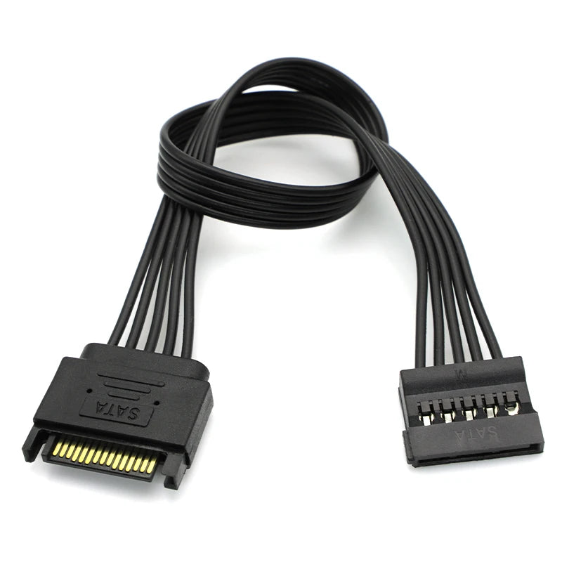 20cm/30cm SATA 15pin Male To Female Power Extension Cable 5-wire Pure Copper Tinned Wire Power Supply Cable For HDD SSD 