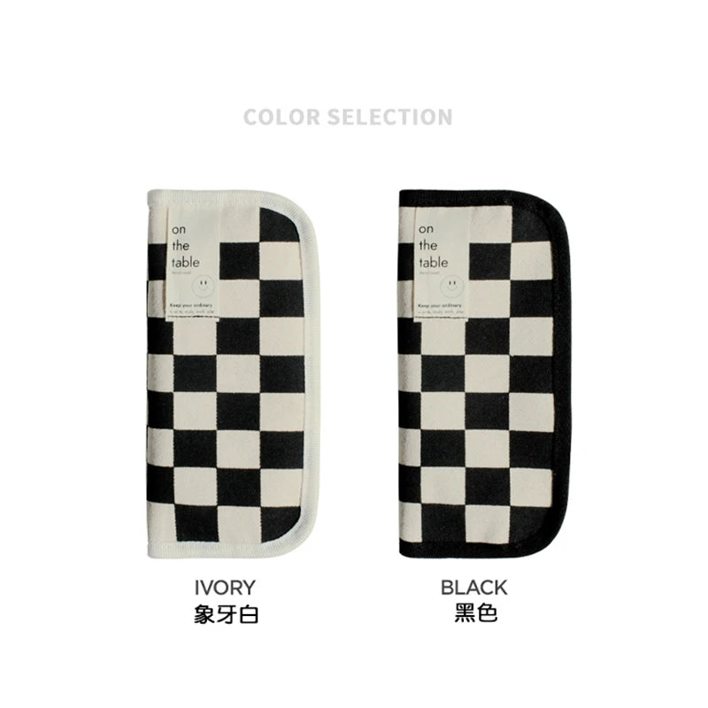 Simple Black and White Plaid Canvas Pencil Case School pencil case Kawaii Stationery Storage Bag aesthetic stationery