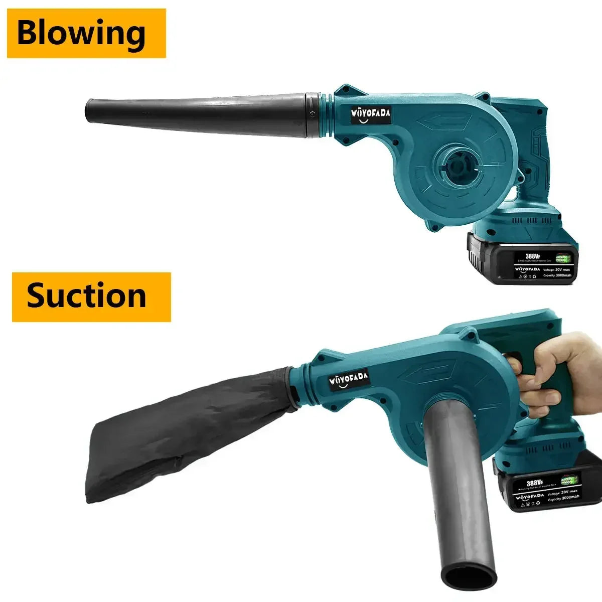 2 In 1 Cordless Electric Air Blower Vacuum Cleannig Blower Blowing & Suction Leaf Dust Collector For Makita 18V Battery