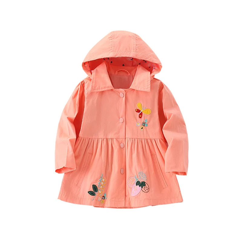 2025 New Children's clothing Baby Girls Jacket Coat Cotton Embroidery Strawberry Hoodie New Tops for Kids Clothes
