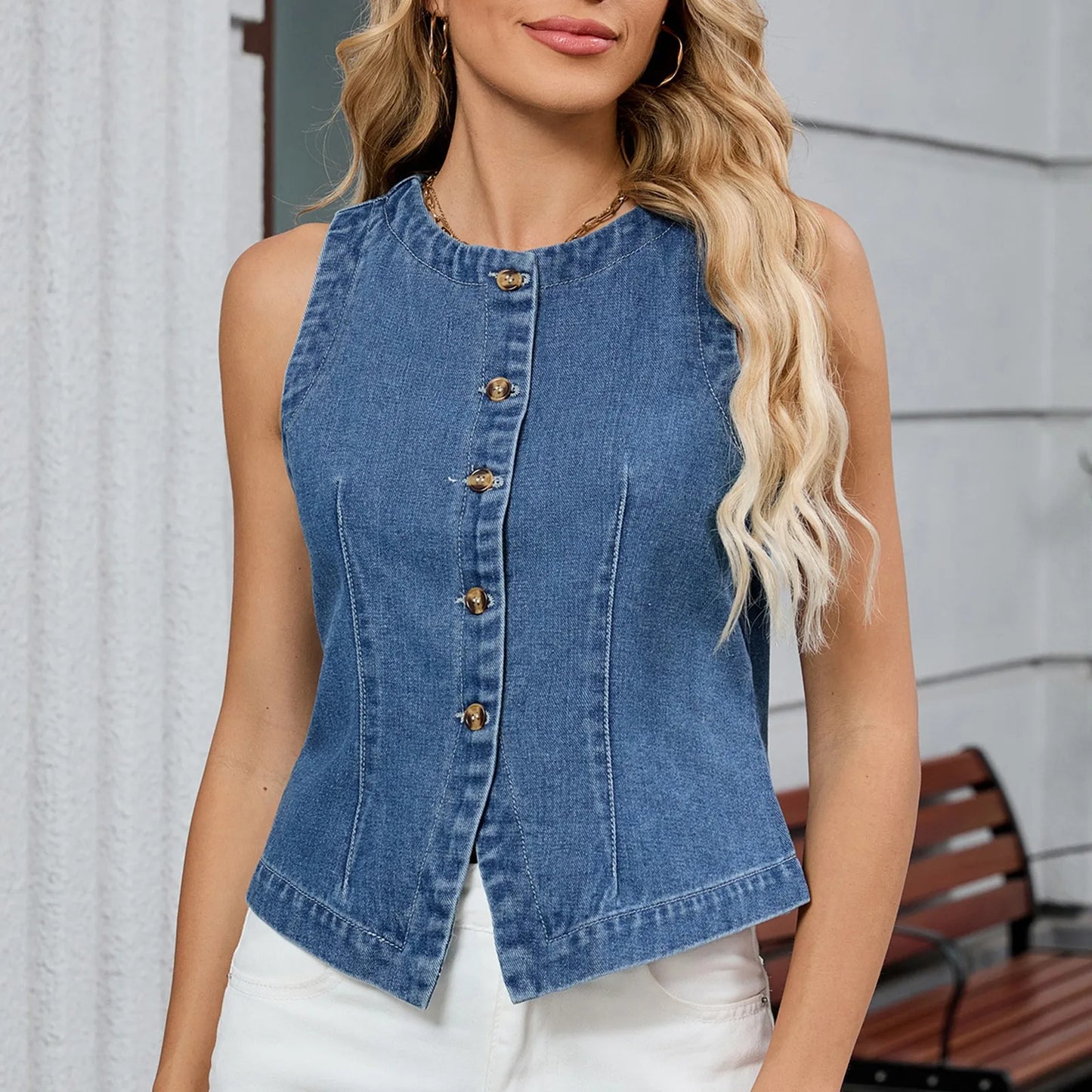 Women'S Fashionable Solid Color Sleeveless Washed Denim Vest Top Ropa De Mujer Woman Clothes Top Mujer Clothes For Woman Tops