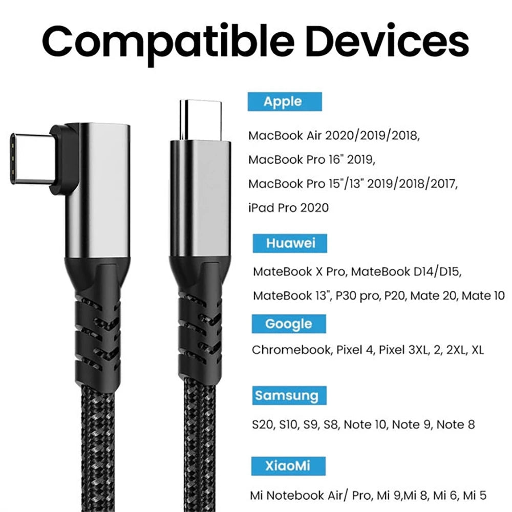 USB C 3.2 Gen 2 Type C to USB C Cable 20Gbps 4K@60HZ Video VR Data Cable 5A 100W PD Fast Charging For Laptop Macbook Pro iPad