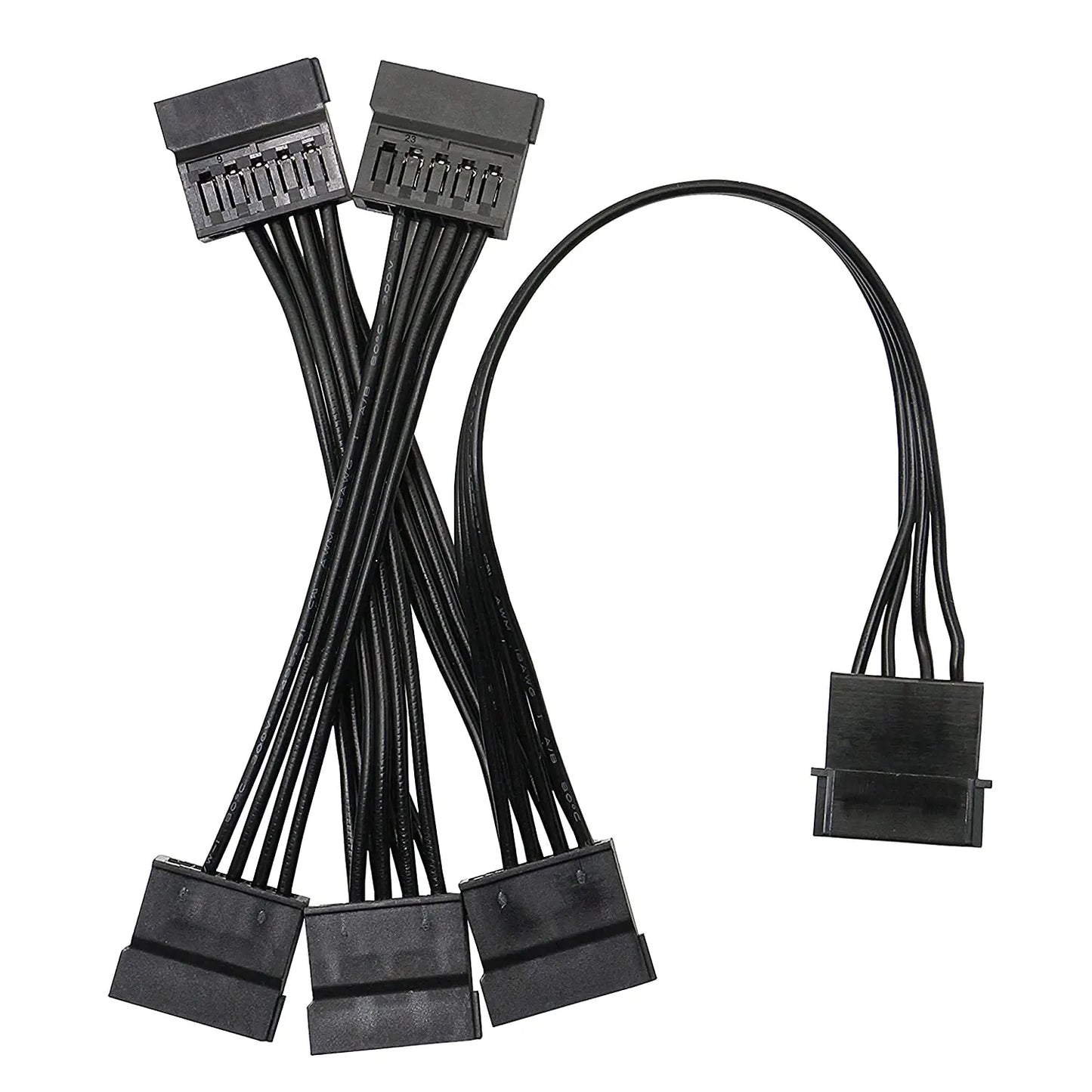 SATA 15-Pin Power Adapter Line Large IDE 4P Male to 5 SATA 15 Pin Female Power Extension Cable Splitter IDE to SATA Connector