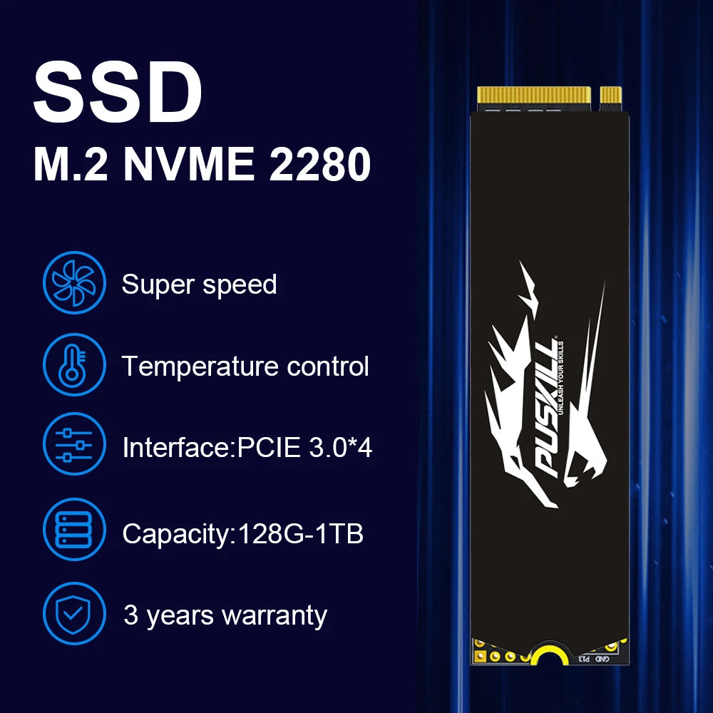 PUSKILL SSD M.2 NVMe 1TB 512GB 256GB 128GB PCIe M2 2280 Hard Disk Internal Solid State Drive Disk for Laptop Desktop