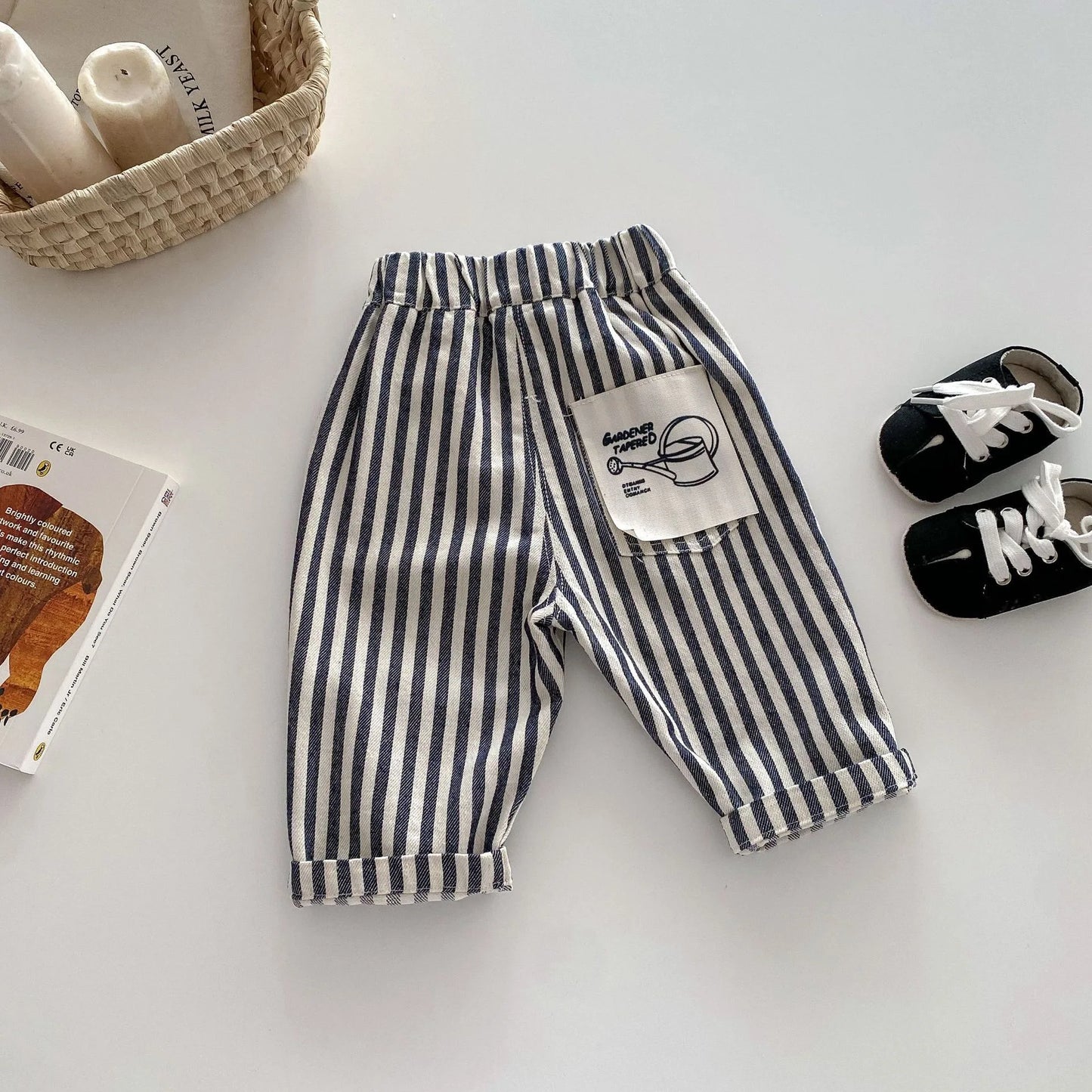 Autumn Clothes Children's Pants Casual 0-5 Years Old Korean Soft Denim Children's Clothing Boys Fashion Striped Pants Infant