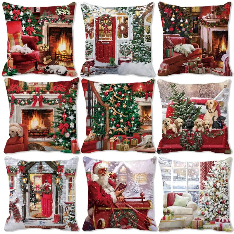 New Years Gifts Christmas Ornaments Pillow Cases Merry Home Decorations Cushion Covers