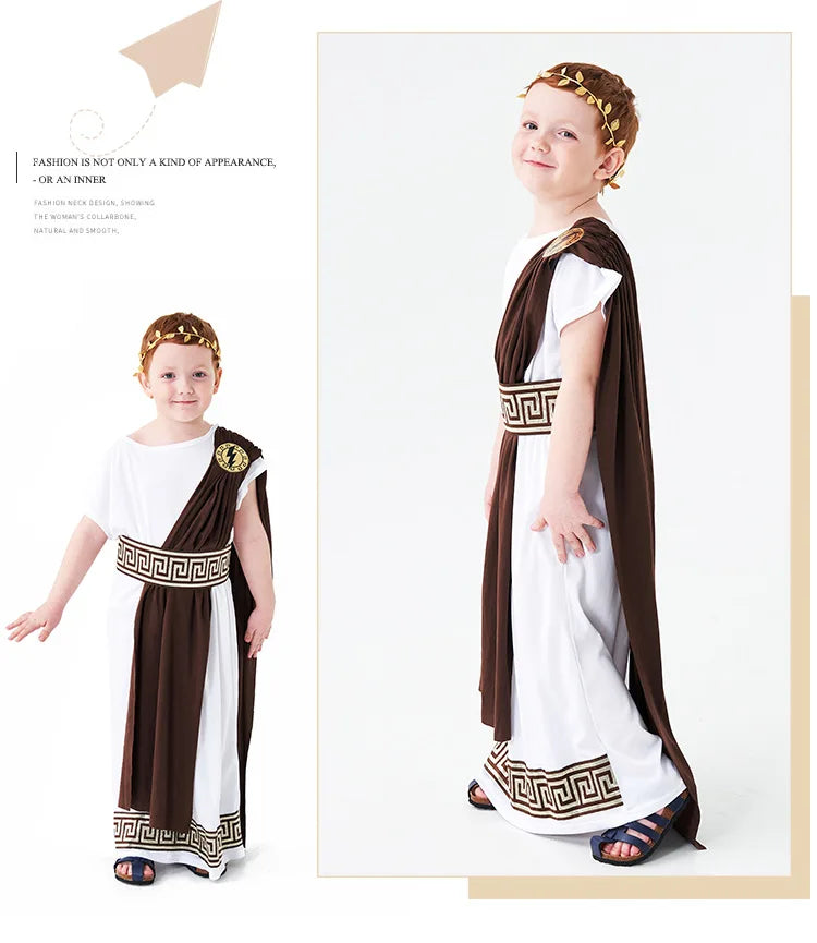 Children's clothing for boys Roman toga costume Children's festival Day Ancient Greek mythology cosplay costume party Dress up