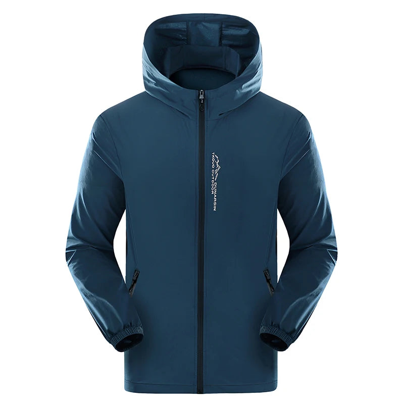 Summer Outdoor Reflective Coats Quick Dry Sun-Protective Thin Jacket Men Hiking Fishing Cycling Hooded Gym Sport Windbreaker