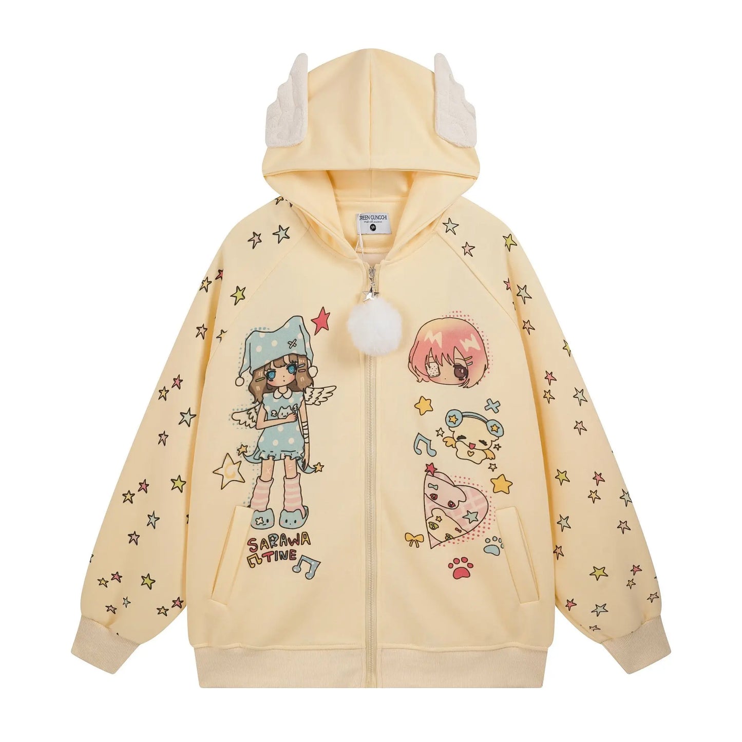 2025 Ropa Mujer Japanese Coat for Women‘s Thicked Cute Cartoon Print Jackets Oversized Tops Casual Fashion Ear Hooded Outwear