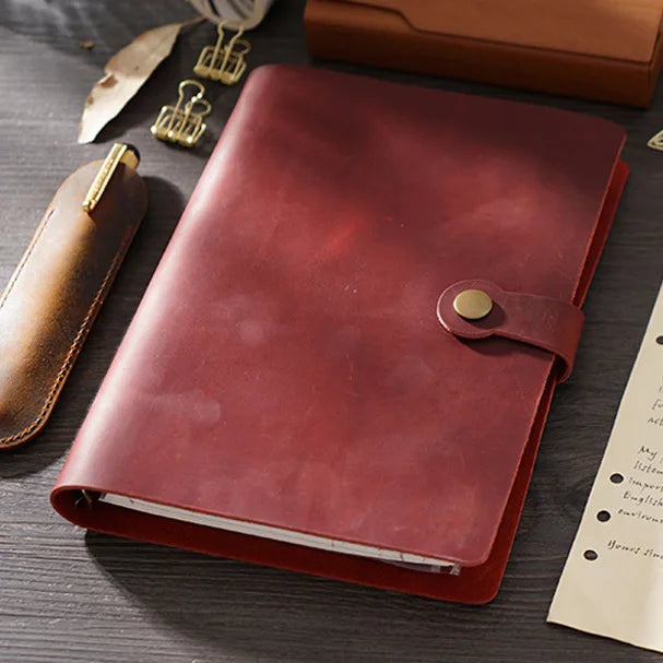 Retro Cowhide A5 Loose-leaf Notebook Handmade European-style 6-hole Notepad Crazy Horse Leather Book for Friend's Birthday Gift