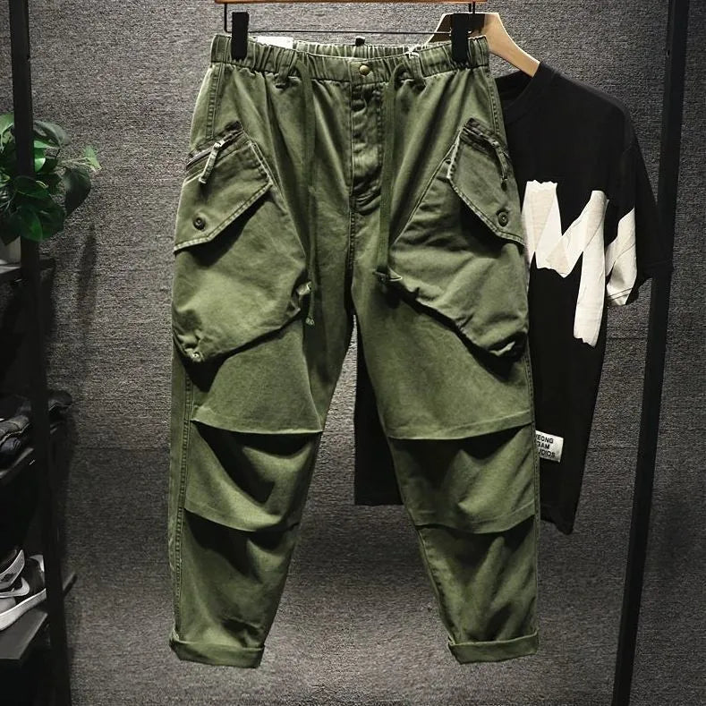 Retro American Men's Wear Resistant Tapered Loose Work Pants Casual Spring Autumn Youthful kets Long Pants Polyester Fiber