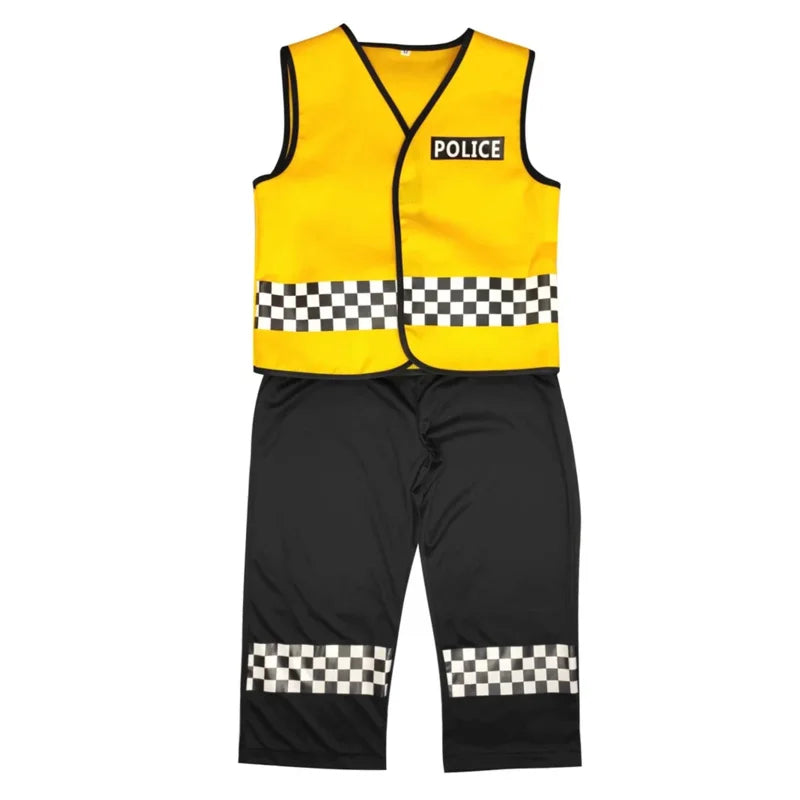 Childs Occupation police Costume Traffic police Vest & Cap Hat Costume Fancy Dress Outfit for 3-9years children