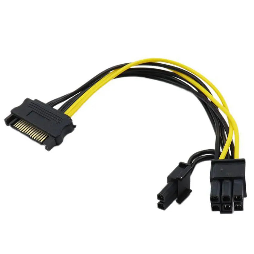 20cm High Speed 15 Pin SATA Male To 8 Pin(6+2) PCI-E Power Supply Cable SATA Cable 15-pin To 8 Pin Cable
