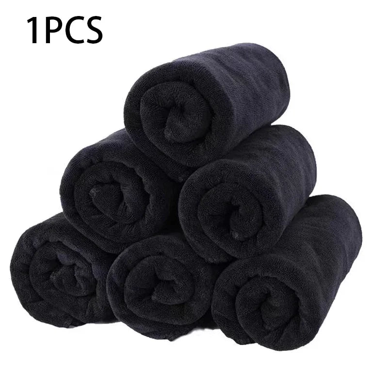 3PCS Microfiber BlackTowels set Thick soft absorbent for home hotel beauty salon Hair Stylist Resort Spa Towel