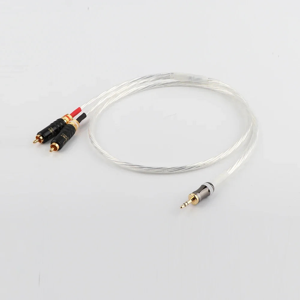 90degree 3.5mm jack to 2RCA audio cable HIFI stereo Audio Wire for amplifier, mobile phone, computer, desktop audio
