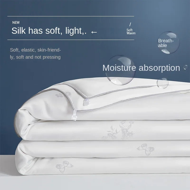 Mulberry Silk Duvets Cotton Jacquard 100% Silk Filling Spring Summer Quilts Soft Warm Single Double Queen Duvet Comforters