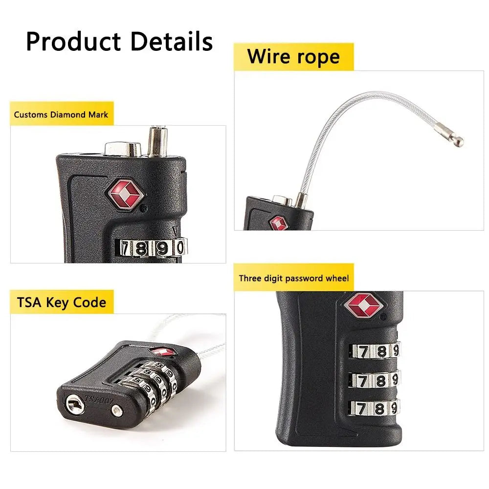 New Anti-Theft TSA Customs Code Lock Luggage Password Contrast Color Padlock 3 Digit Combination Cabinet Lock Security Tool