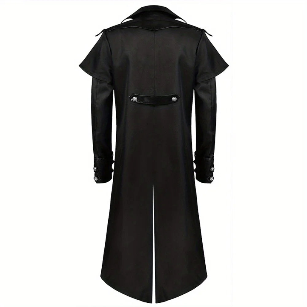 New European and American Men's Formal Attire - Medieval Retro Costume Men's Mid-Length Punk Retro Tailcoat