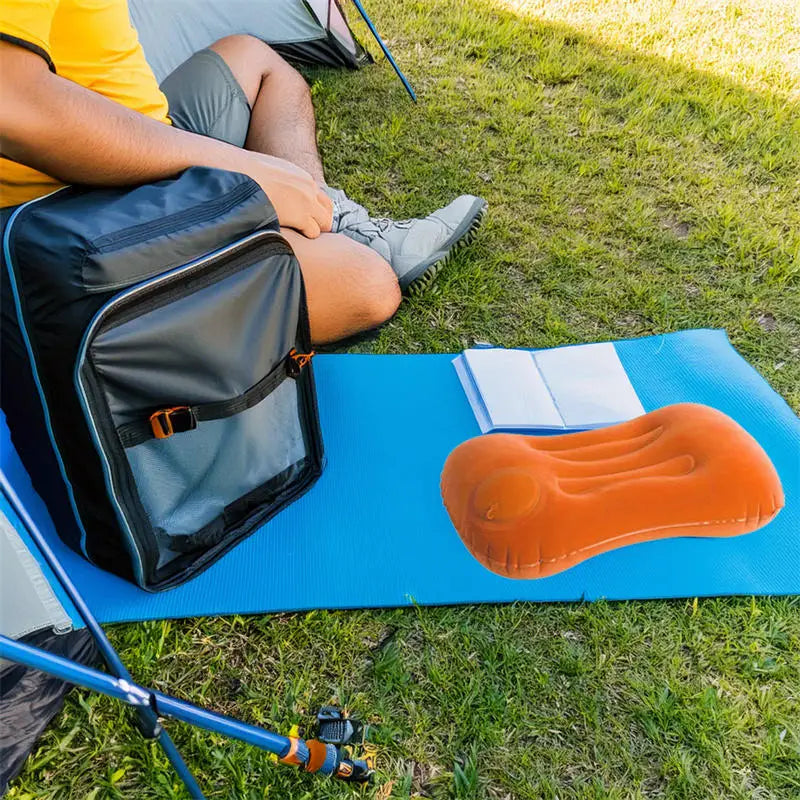 1pc Portable Neck Rest Press to Inflate Compact Air Pillow for Beach Office Home TravelCamping Pillow Inflatable Travel Pillow
