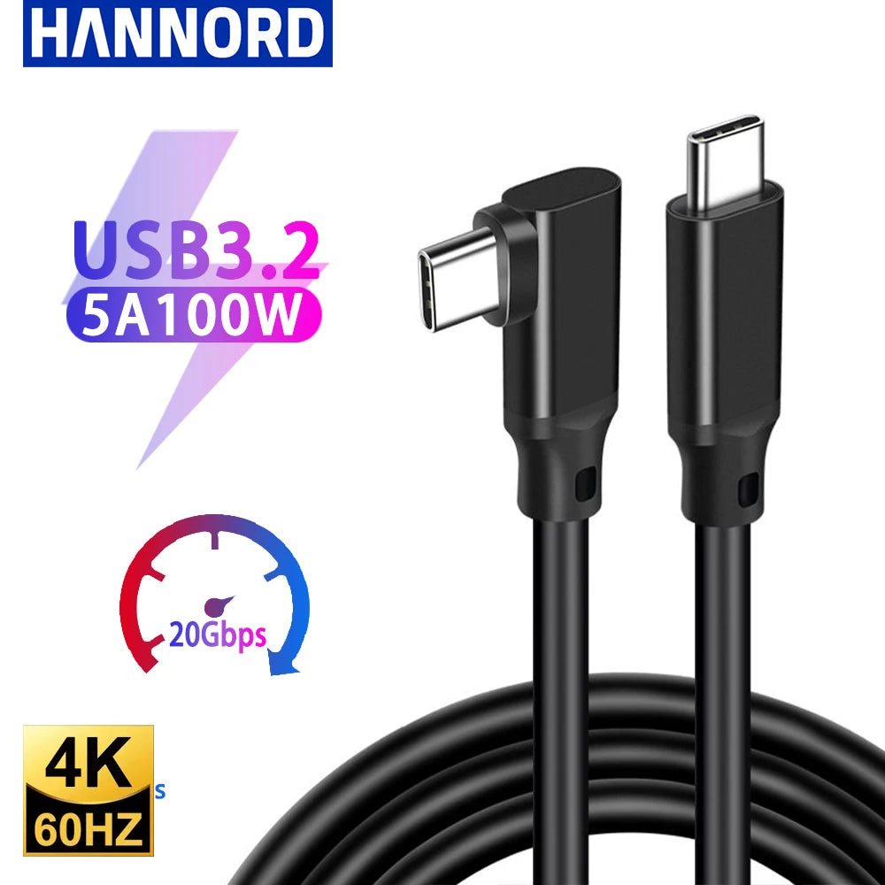 USB C 3.2 Gen 2 Type C to USB C Cable 20Gbps 4K@60HZ Video VR Data Cable 5A 100W PD Fast Charging For Laptop Macbook Pro iPad