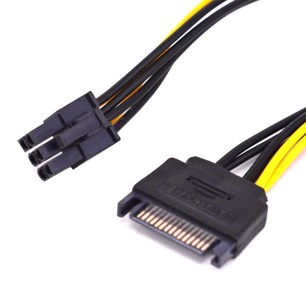 15pin Male SATA Power To 6pin Male PCI Express Adapter Cable For Video GPU Card 15 pin SATA Power Supply Cable Miner Mining