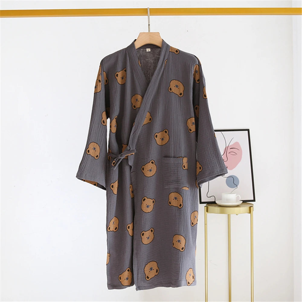 New Cotton Women Robe kimono pajamas Spring Summer Cozy gauze pajamas nightgown Dressing Female bathrobe Sleepwear long pijama