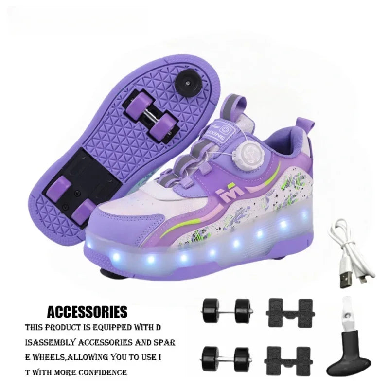 USB Charging LED Luminous Roller Shoes Night Smooth Outdoor Parkour Skates Sports Gift for Christmas