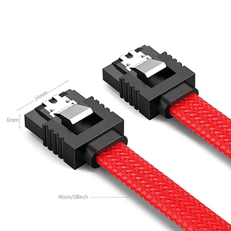 SATA 3.0 III SATA3 7pin Data Cable 6Gb/S SSD Cables HDD Hard Disk Drive Cord Line With Nylon Premium Sleeved