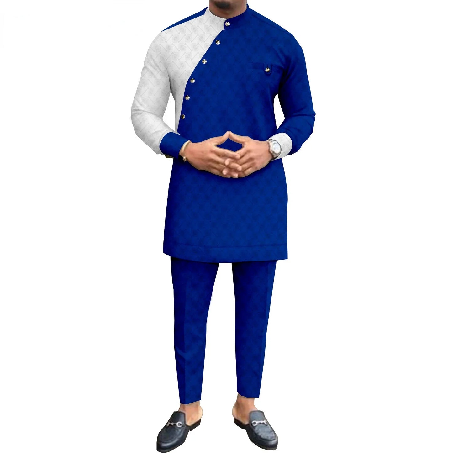 New Casual Fashion African Ethnic Solid Color Men's Casual Suit Jacket + Pants Ropa Hombre Roupas Maculinas 반바지 Men Clothing
