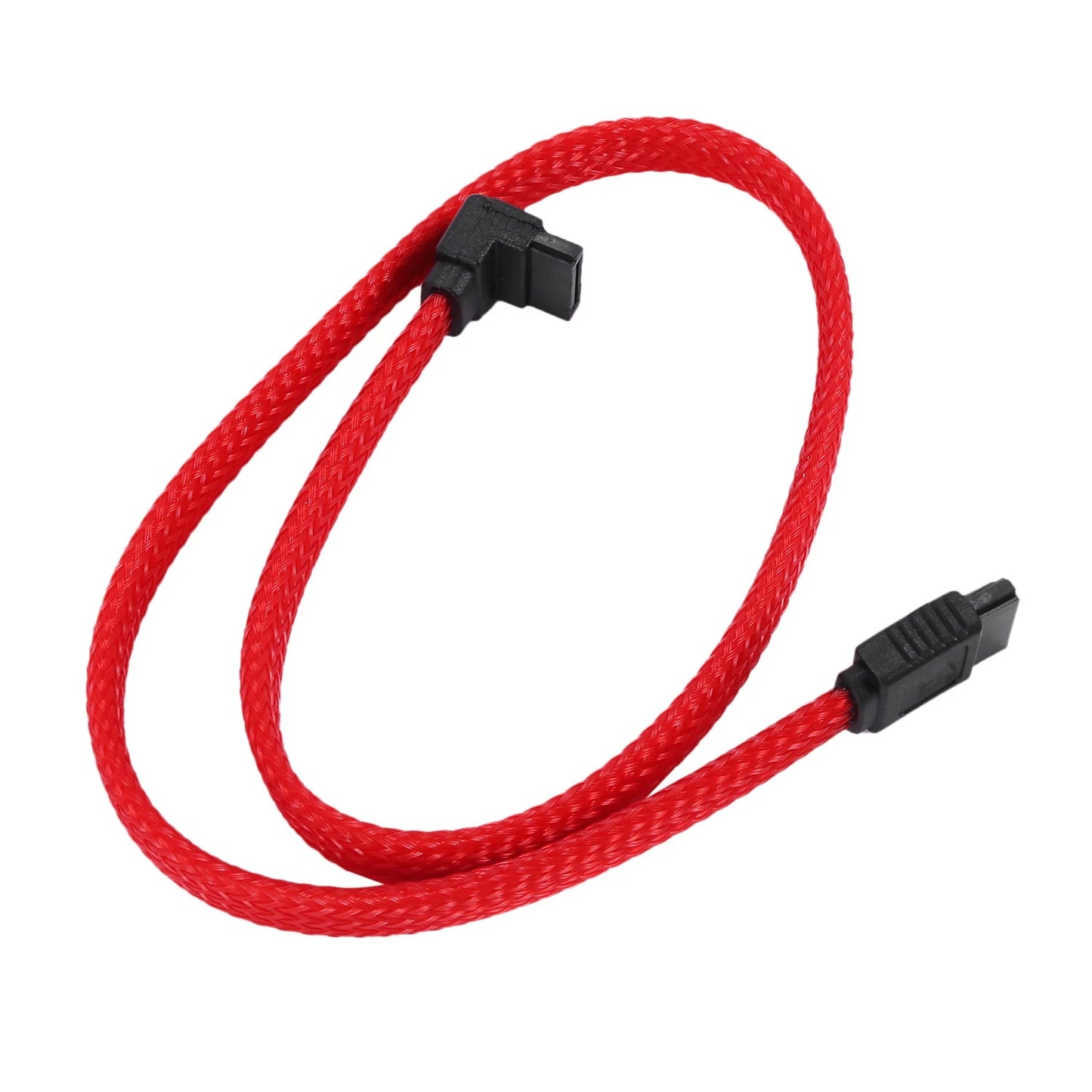 50CM SATA 3.0 III SATA3 7pin Data Cable Right Angle 6Gb/s SSD Cables HDD Hard Disk Data Cord with Nylon Sleeved(Red)