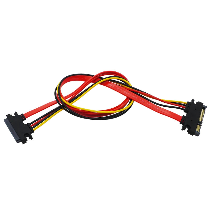 Red 0.3M 0.5M 7+15 22Pin SATA Extension Cable Male To Female 22 Pin Serial ATA Data Power Cord for 2.5 3.5 Inch HDD SSD