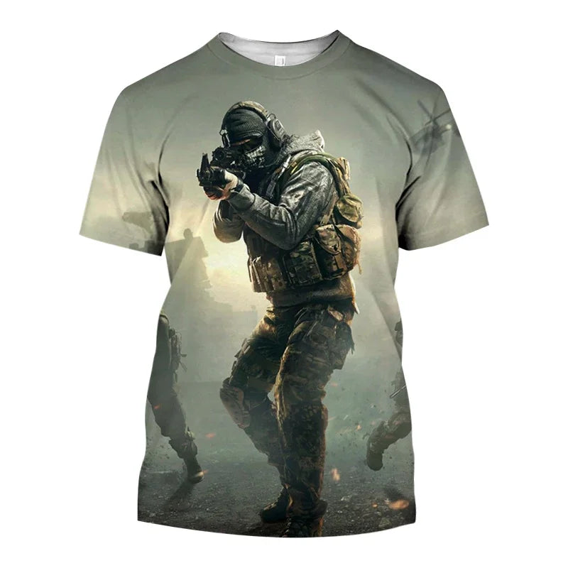 2024 Summer New Hot Call of Duty Game 3d Printed Men's T-shirt Fashion Casual Plus Size Loose Comfortable Breathable Top