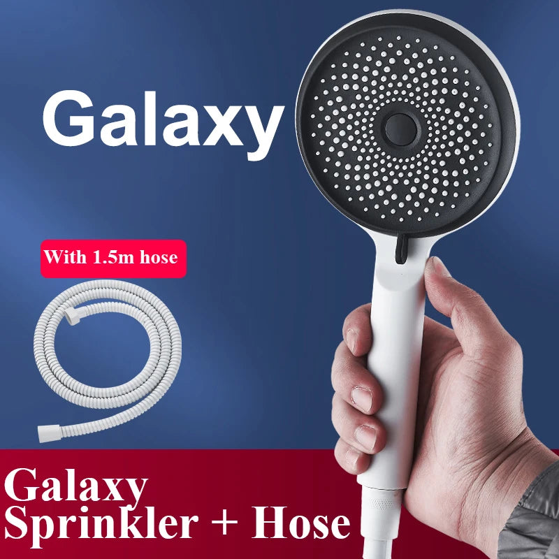 Shower Head 3 Mode Rainfall ABS Round High Pressure Turbo Spray Nozzle Adjustable Black Eco Shower Bathroom Accessories FR102