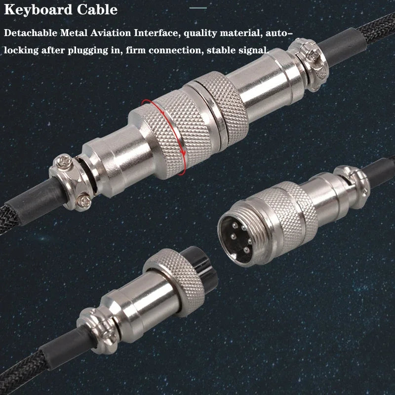 3M Type C Mechanical Keyboard Coiled Cable USB Keyboard Wire Mechanical Keyboard Aviator Desktop Computer Aviation Connector