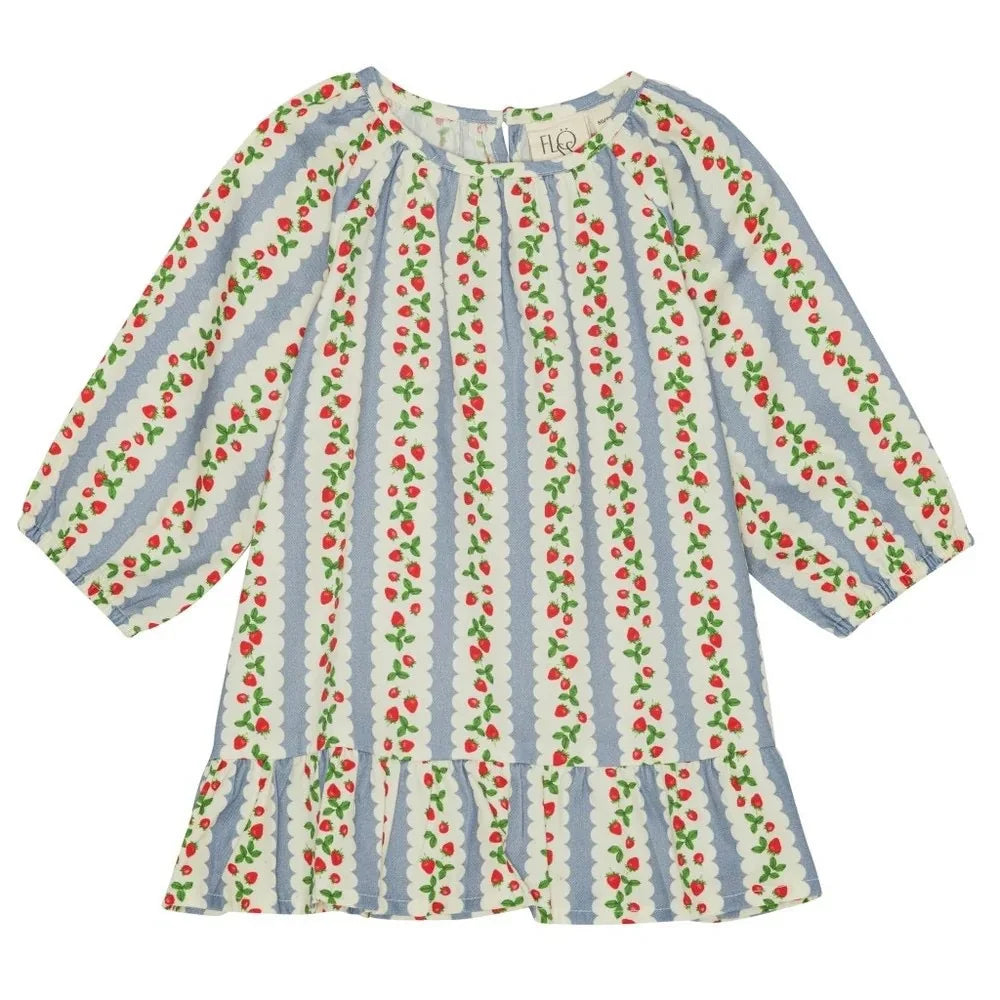 2025 New Kids Girls Clothes AW New Toddler FL Cute Bow Strawberry Printed Dresses Denim Vest Dress Jeans Children Clothing