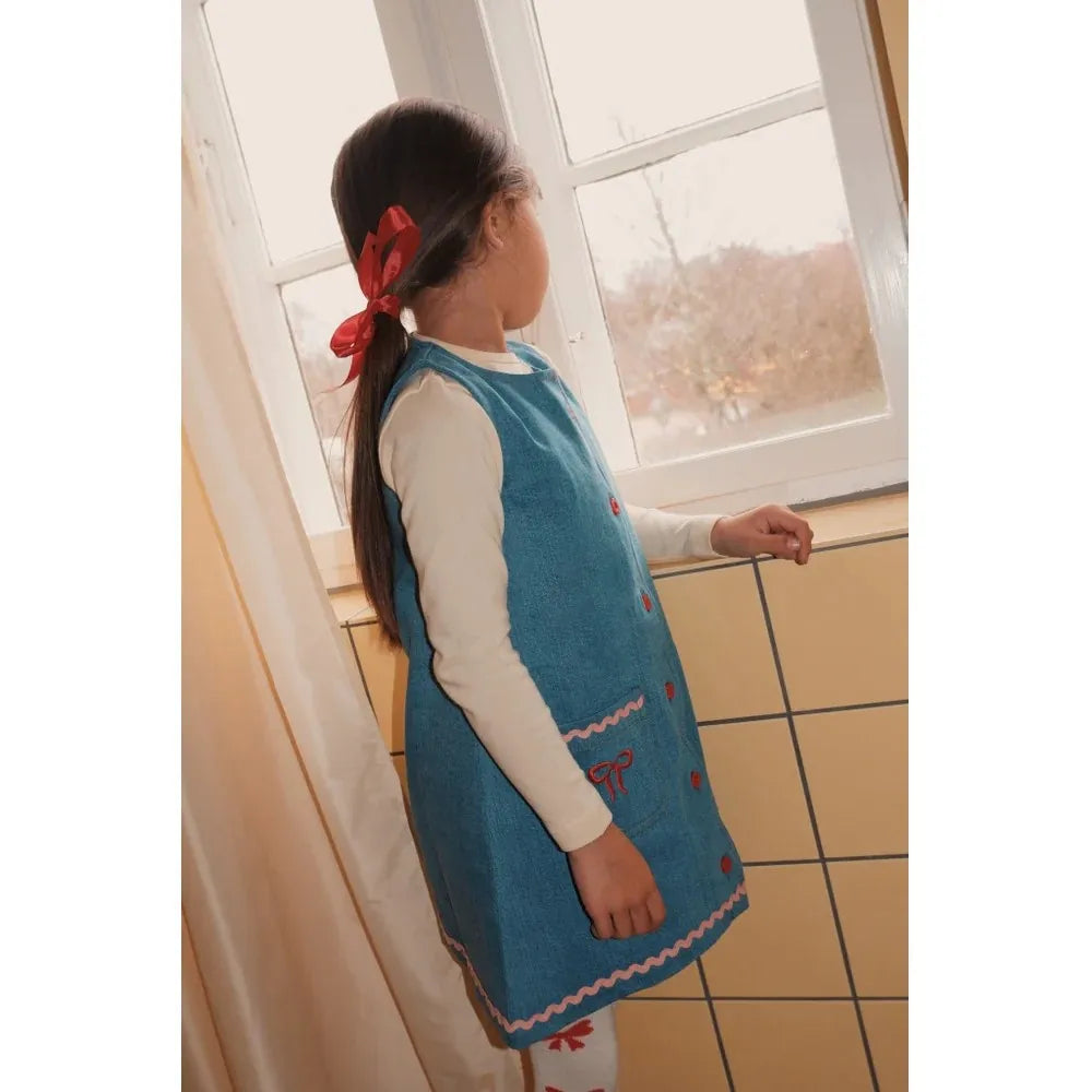 Kids Girls Clothes 25AW New Toddler Cute Bow Strawberry Printed Dresses Denim Vest Dress Jeans Children Clothing