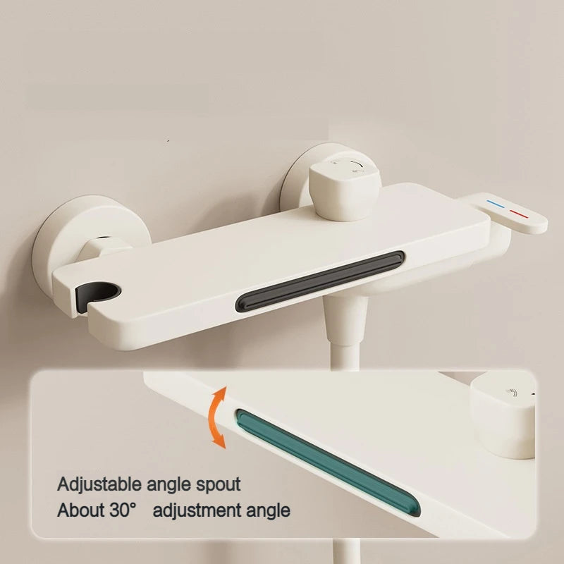 Bathroom Waterfall Bathtub Faucet With Hand-held Shower Head Wall Mounted Hot and Cold Mixer Tap Shower Set Single Handle