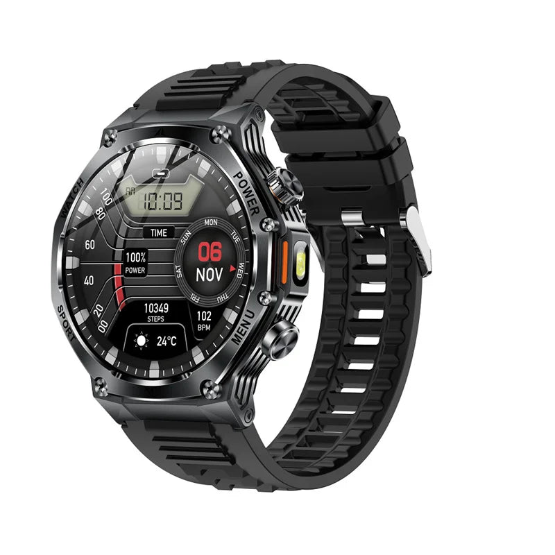Smart Watch AK82 Men Outdoors Sports Fitness Tracker LED Flashlight BT Calling Health Monitoring 800Mah Large Battery Smartwatch