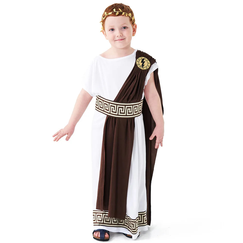 Children's clothing for boys Roman toga costume Children's festival Day Ancient Greek mythology cosplay costume party Dress up