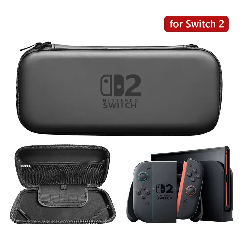 Slim Travel Carrying Case For Switch 2 Accessories, Waterproof EVA Hard Shell Protective Storage Hand Bag NS2