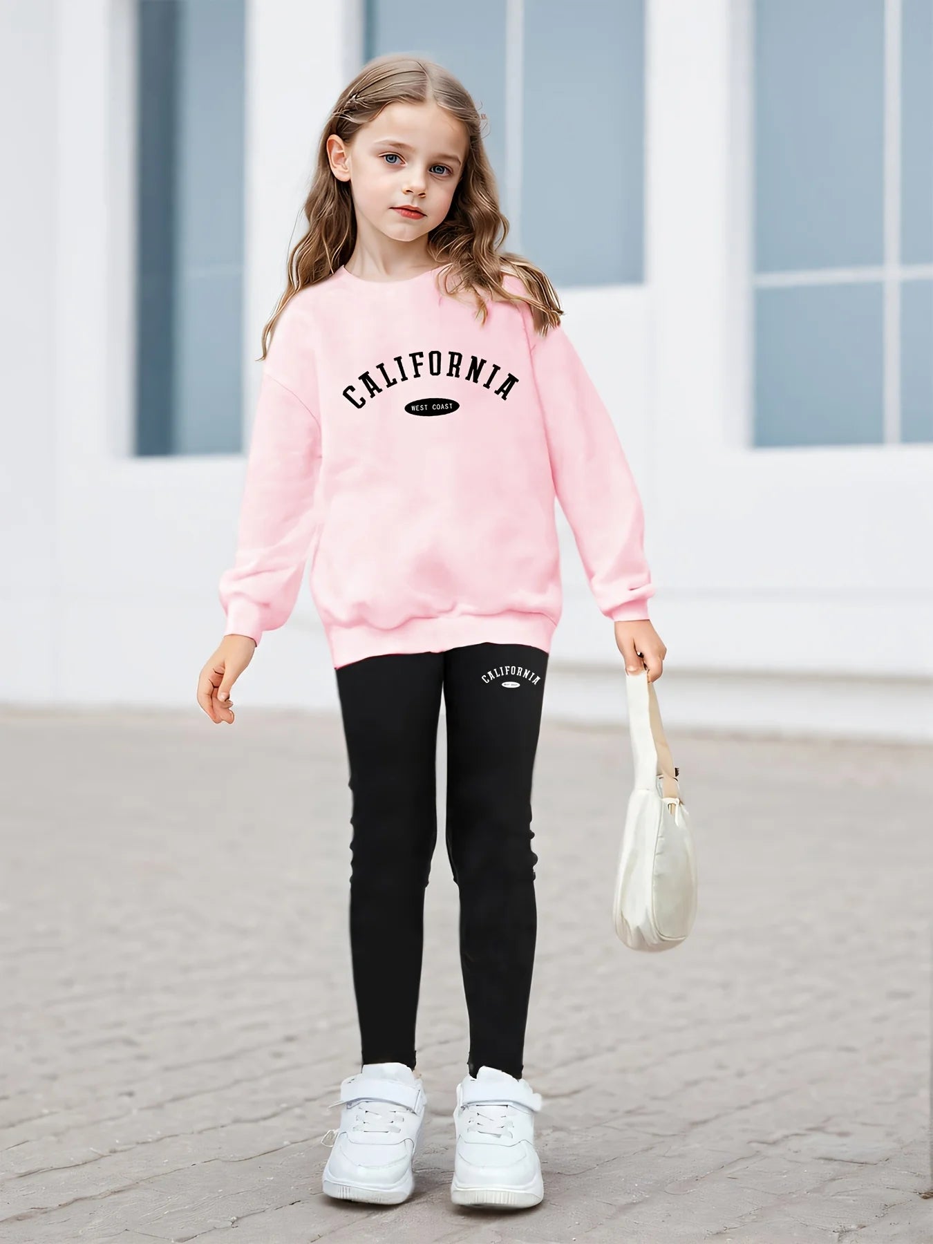Children's Clothing Girls Spring and Autumn Suits Girls Retro Letter Printed Sweatshirts and Leggings Suits Girls Comfortable at Home and Versatile Clothes for Going Out