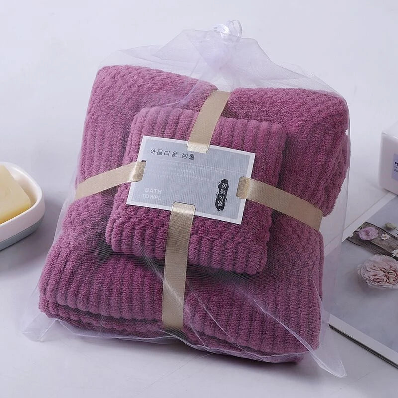 Two-piece High Density Coral Velvet Towel Bath Towel Mother Set Thickened Absorbent Soft Gift Home Towels Bathroom