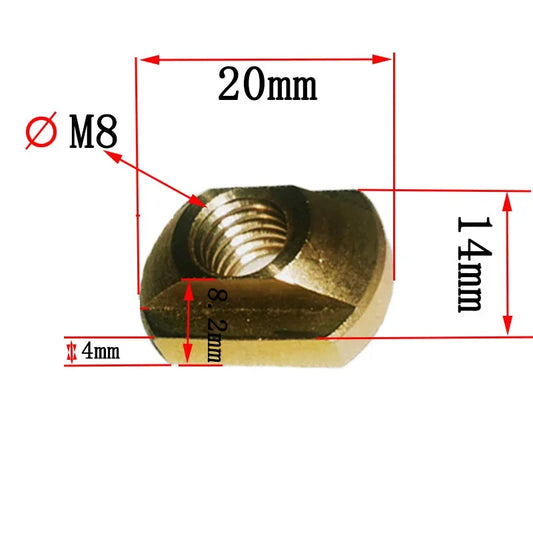 10 Or 20Pcs M8 Windsurf Hydrofoil Mounting Brass T-Nuts Water Sports Surfing All Hydrofoil Tracks Outdoors Surfing Accessories